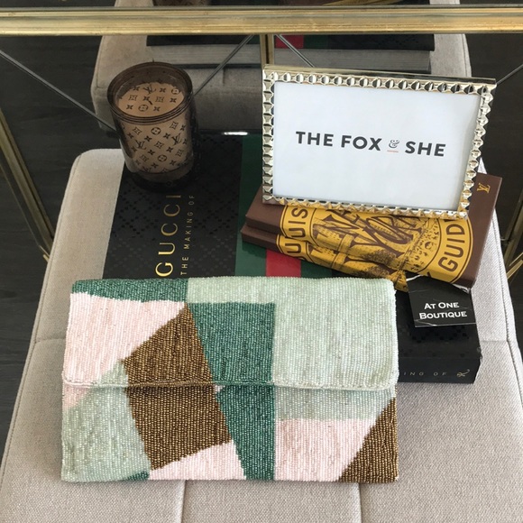 Anthropologie Handbags - Anthropologie Beaded Fold-Over Clutch // Handbag